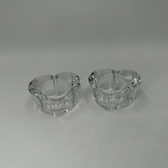 2 Crate & Barrel heart shaped glass votive holders - Picture 2 of 4